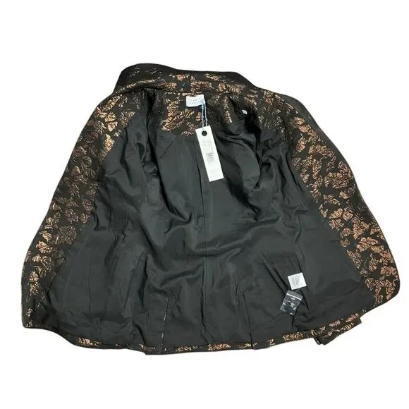 Tanya Taylor Blazer 2 Bronze Black Floral Jared Brocade Metallic Artsy Party - Picture 6 of 16